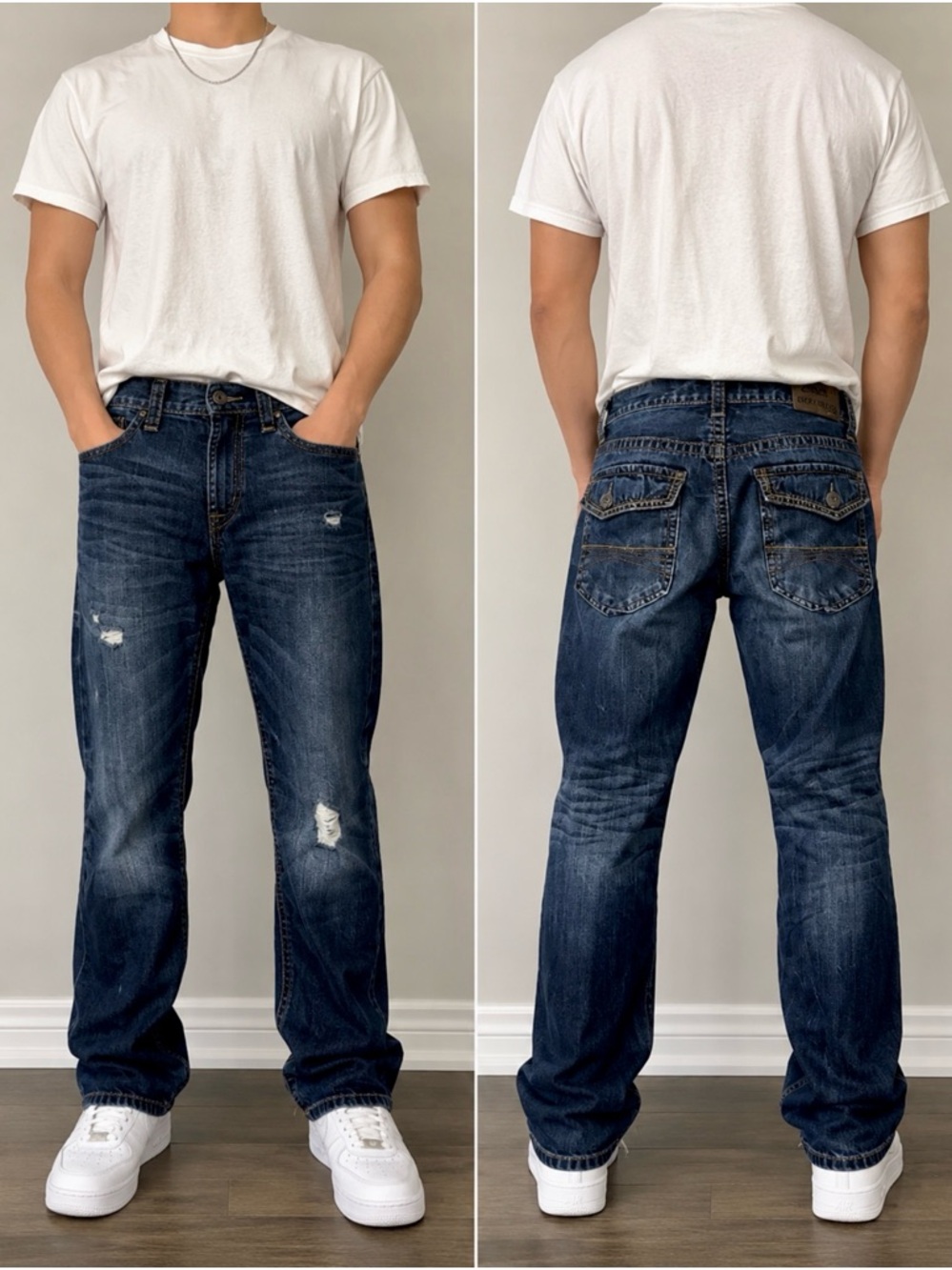 Express Men’s Rocco Slim Fit Boot Cut Distressed Jeans - 31W